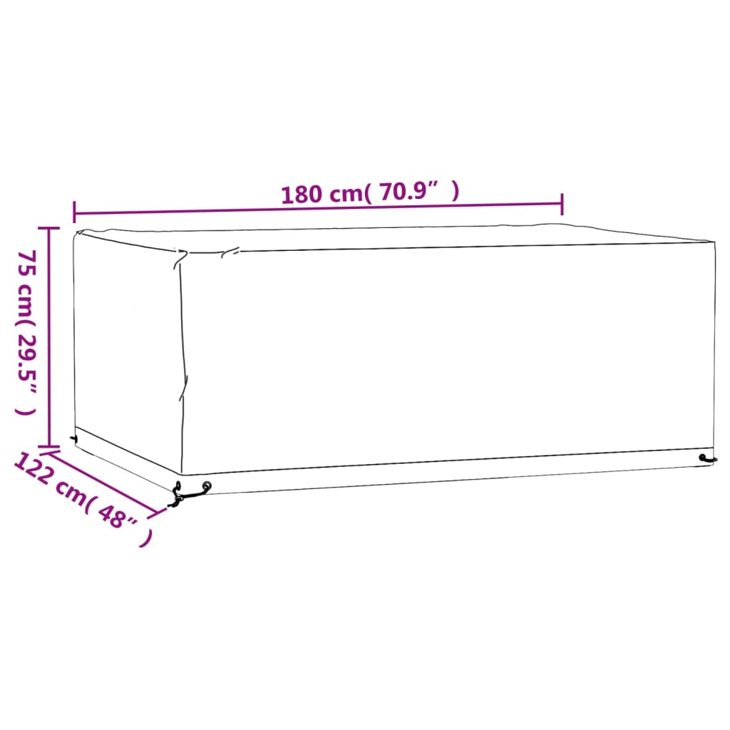 vidaXL Capa p/ mobiliário de jardim 8 ilhós 180x122x75 cm retangular