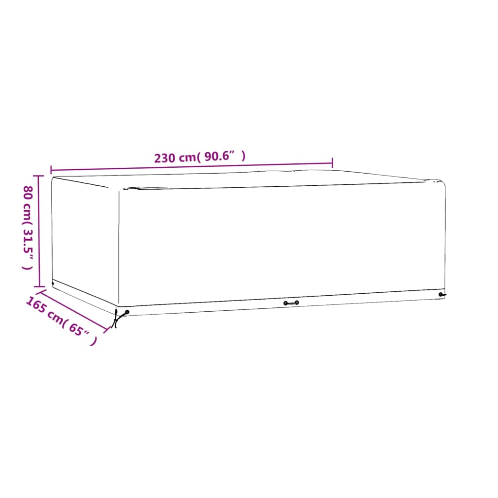 vidaXL Capa p/ mobiliário de jardim 12 ilhós 230x165x80 cm retangular