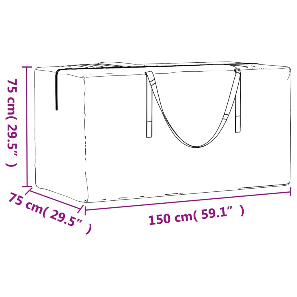 vidaXL Saco de arrumação p/ árvore Natal 150x75x75cm polietileno preto