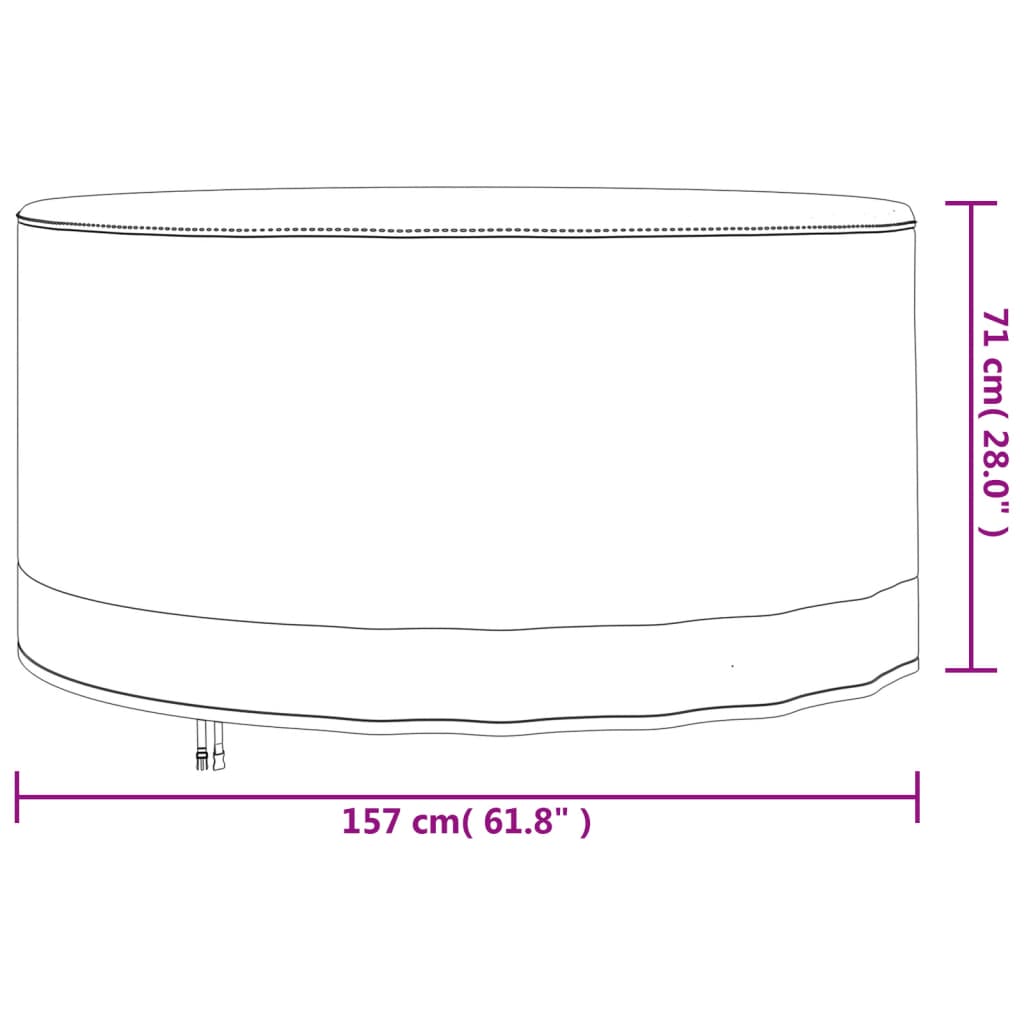 vidaXL Capas p/ mobília de jardim 2 pcs Ø 157x71 cm tecido oxford 600D