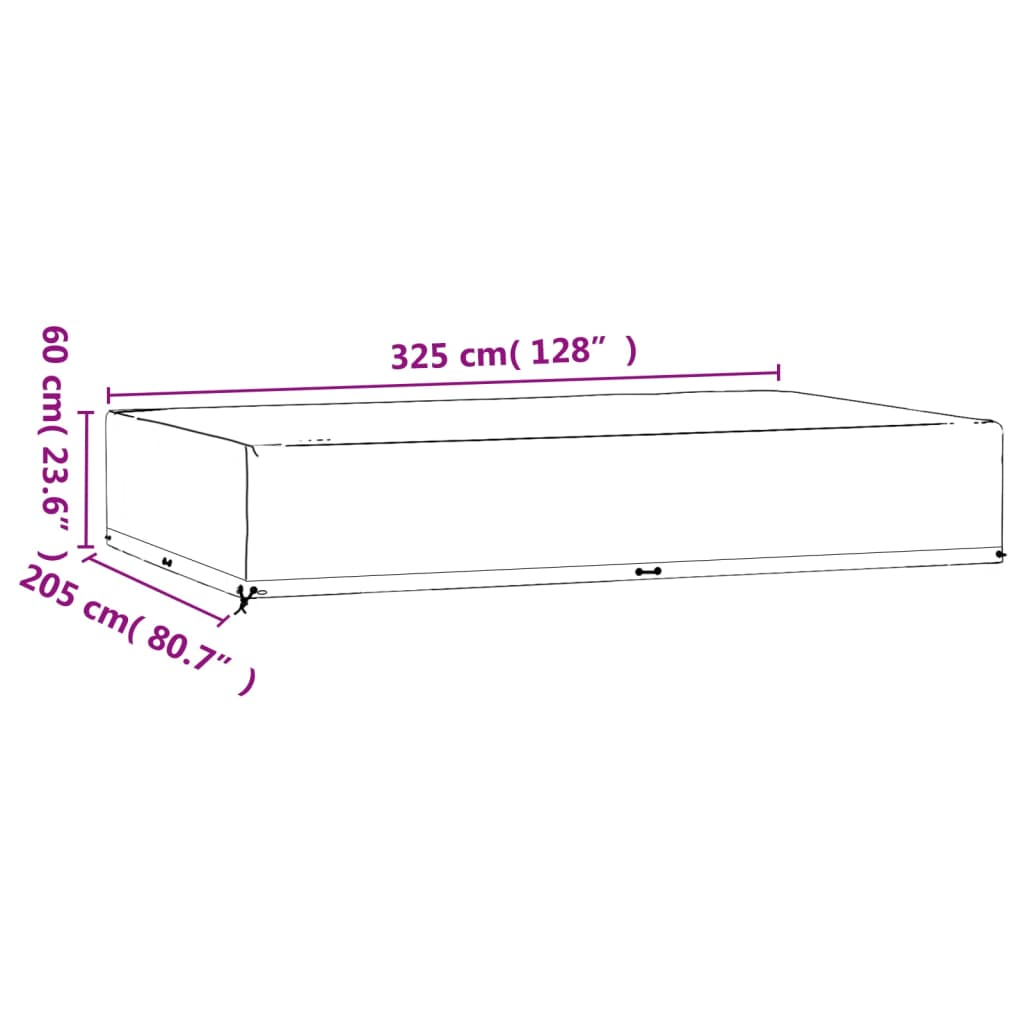 vidaXL Capas p/ mobília jardim 2 pcs 16 ilhós 325x205x60 cm retangular