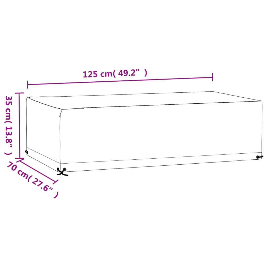 vidaXL Capa p/ mobiliário de jardim 8 ilhós 125x70x35 cm retangular