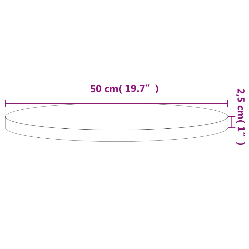 vidaXL Tampo de mesa redondo Ø50x2,5 cm madeira de faia maciça