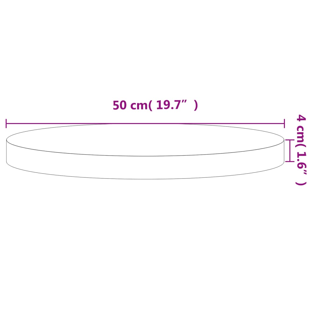 vidaXL Tampo de mesa redondo Ø50x4 cm madeira de faia maciça