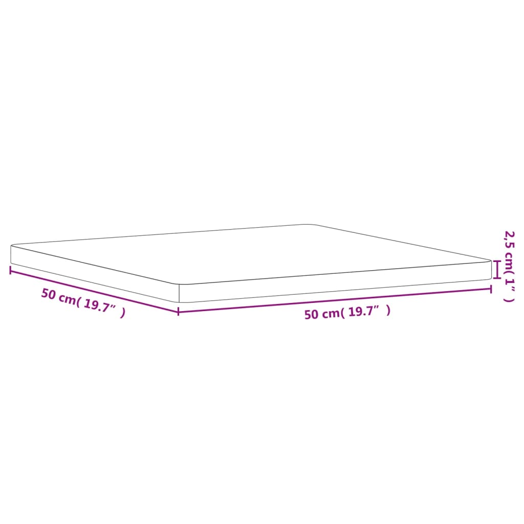 vidaXL Tampo de mesa quadrado 50x50x2,5 cm madeira de faia maciça