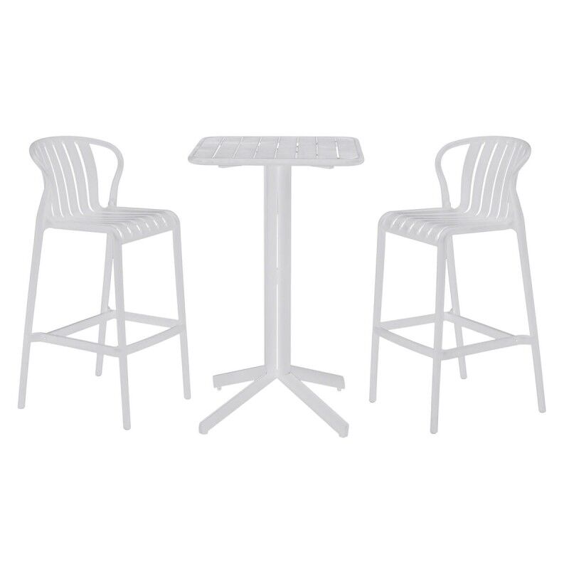 Home ESPRIT|Conjunto de mesa com 2 cadeiras Home ESPRIT Branco Metal Polipropileno 60 x 60 x 102 cm Home ESPRIT|Conjunto de mesa com 2 cadeiras Home ESPRIT Branco Metal Polipropileno 60 x 60 x 102 cm