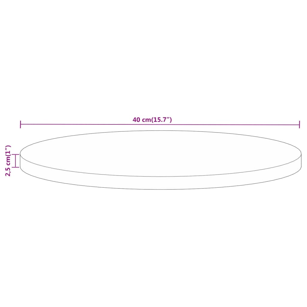 vidaXL Tampo de mesa redondo Ø40x2,5cm madeira de mangueira maciça