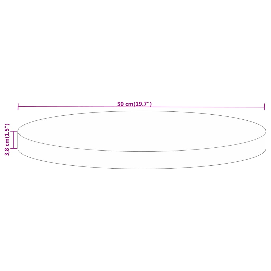 vidaXL Tampo de mesa redondo Ø50x3,8cm madeira mangueira áspera maciça