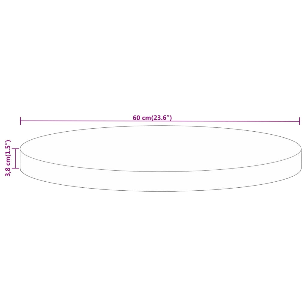 vidaXL Tampo de mesa redondo Ø60x3,8cm madeira recuperada maciça