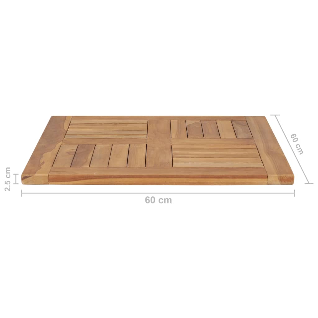 vidaXL Tampo de mesa 60x60x2,5 cm madeira de teca maciça