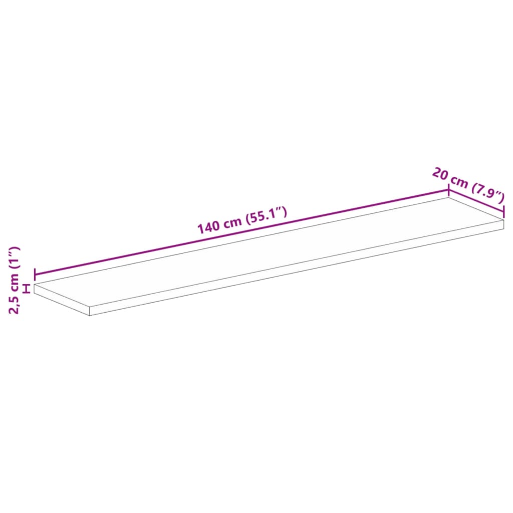 vidaXL Tampo de mesa retangular 140x20x2,5 cm madeira de acácia maciça