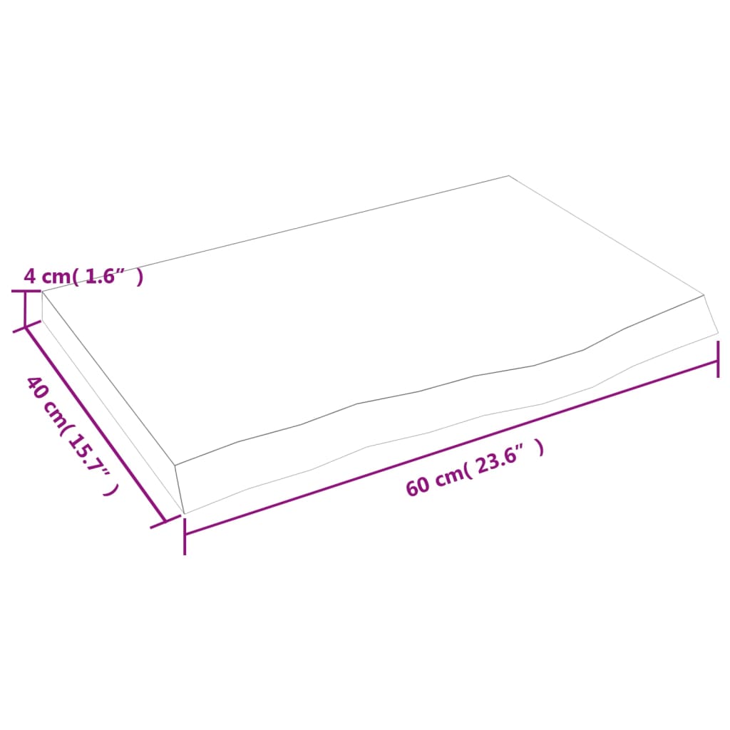 vidaXL Tampo de mesa 60x40x(2-4) cm carvalho tratado castanho-escuro