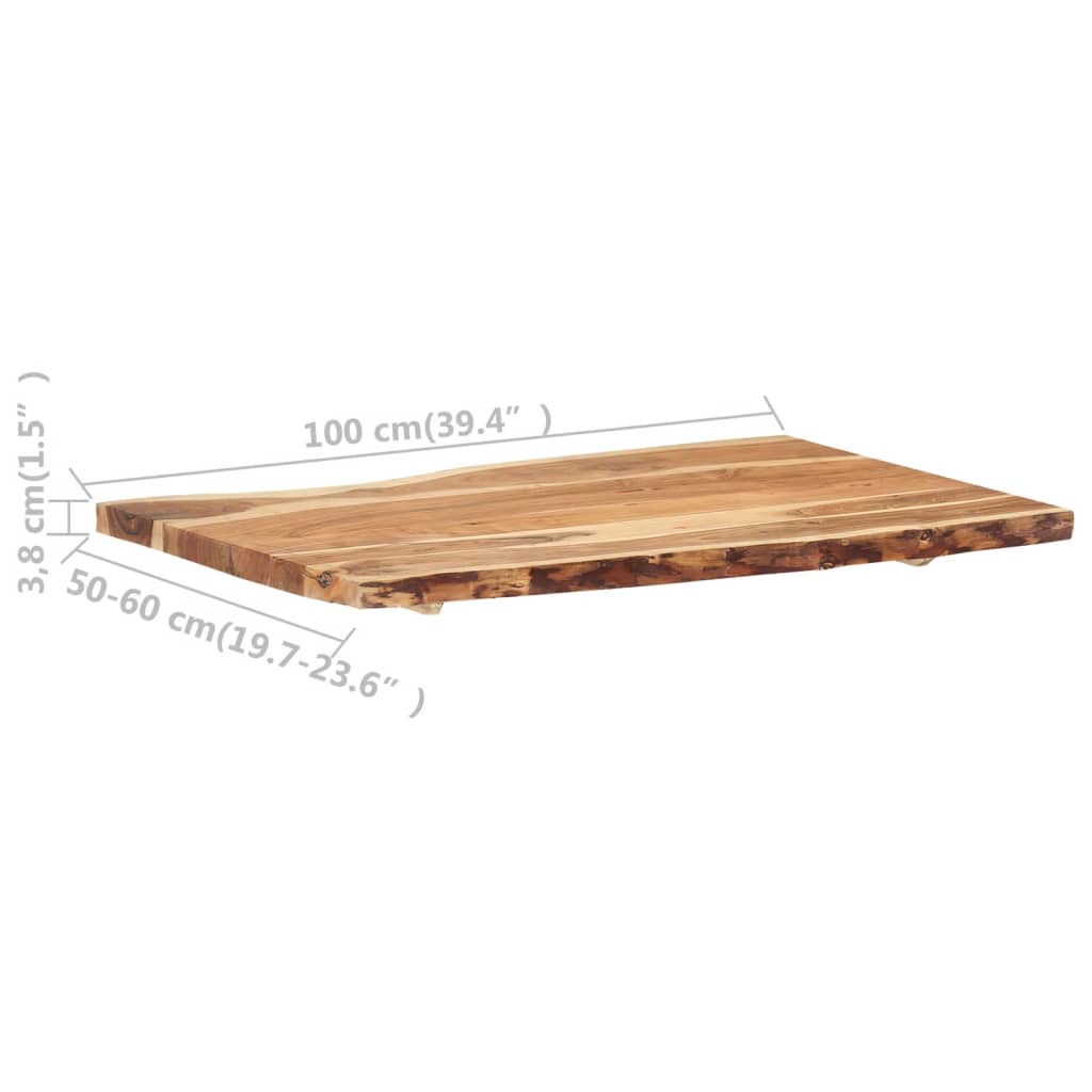 vidaXL Tampo de mesa 100x(50-60)x3,8 cm madeira de acácia maciça