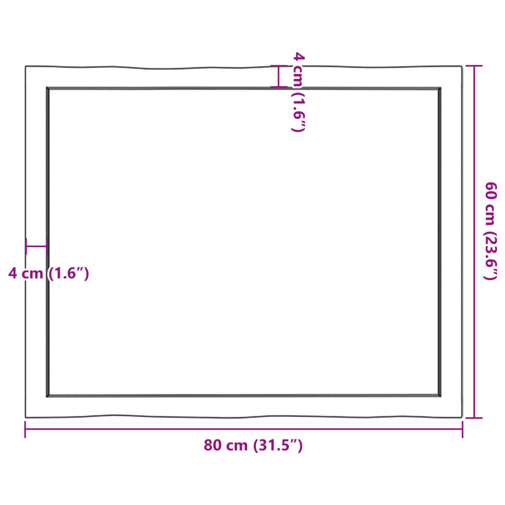 vidaXL Tampo de mesa com bordas vivas carvalho tratado castanho-claro