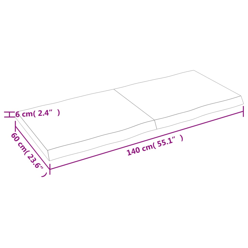 vidaXL Tampo de mesa com bordas vivas maciço tratado castanho-escuro