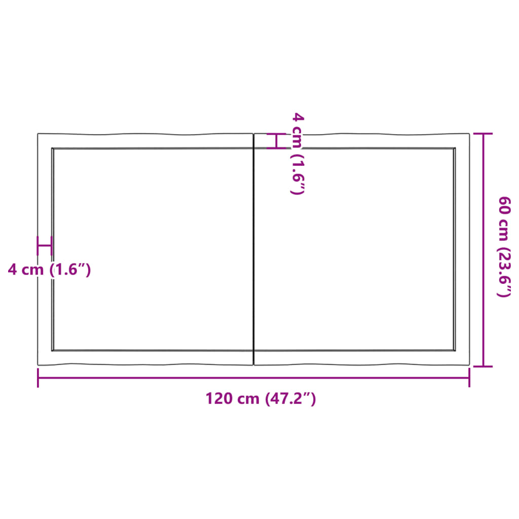 vidaXL Tampo de mesa com bordas vivas maciço tratado castanho-escuro