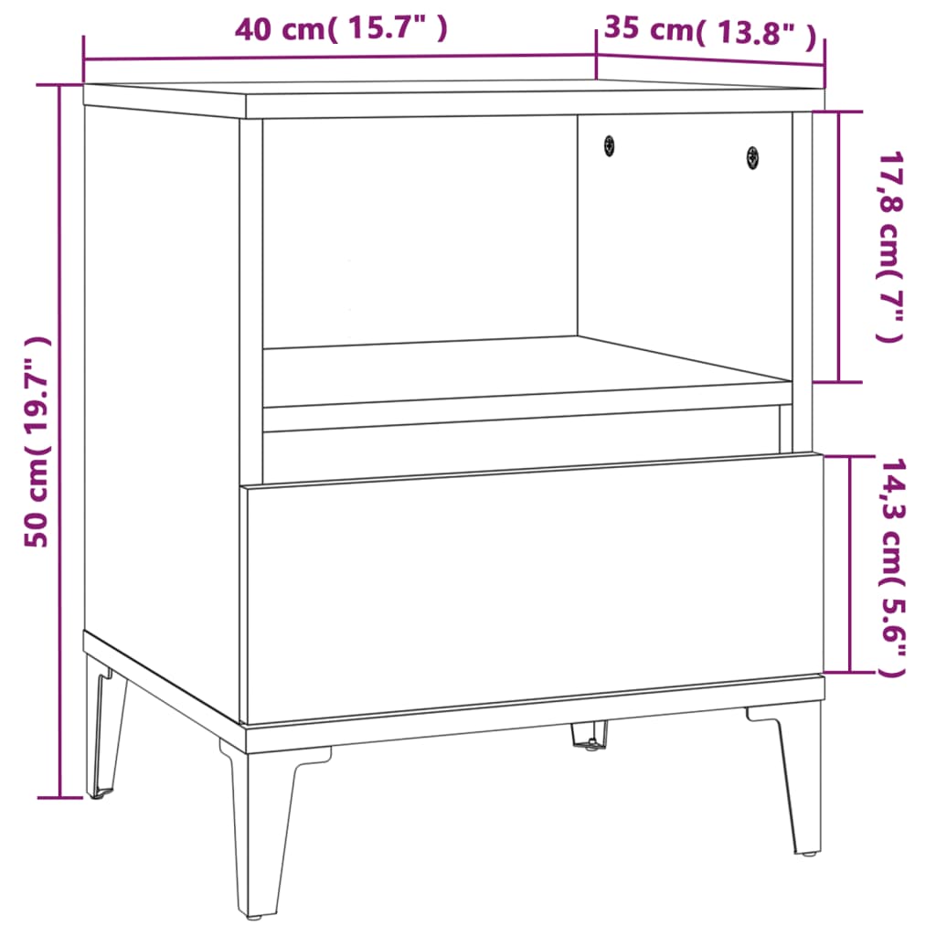 vidaXL Mesas de cabeceira 2 pcs 40x35x50 cm branco