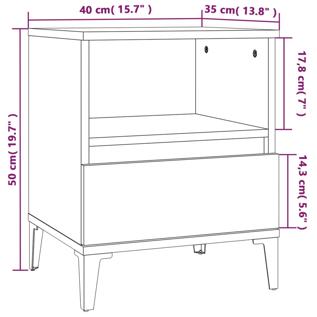 vidaXL Mesa de cabeceira 40x35x50 cm branco