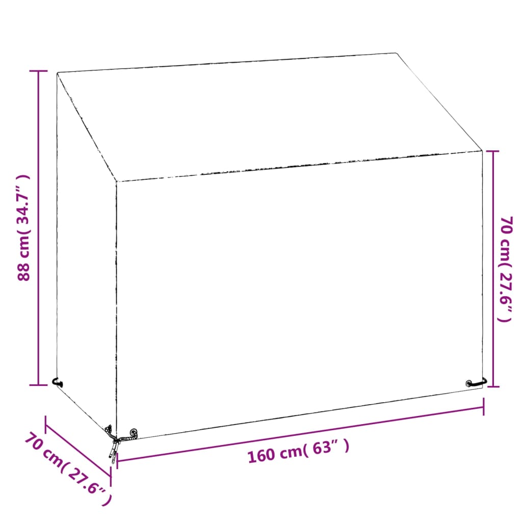 vidaXL Capas p/ banco jardim 2 pcs 8 ilhós 160x70x70/88 cm polietileno