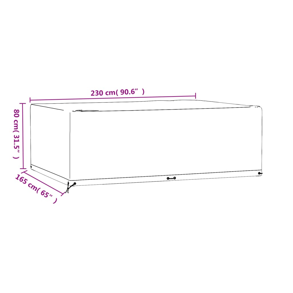 vidaXL Capas móveis de jardim 2 pcs 12 ilhós 230x165x80 cm retangular