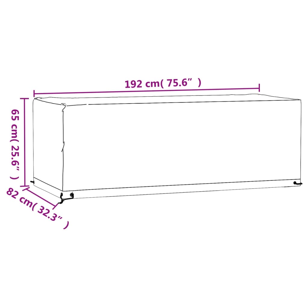 vidaXL Capas p/ mobília de jardim 2 pcs 8 ilhós 192x82x65cm retangular