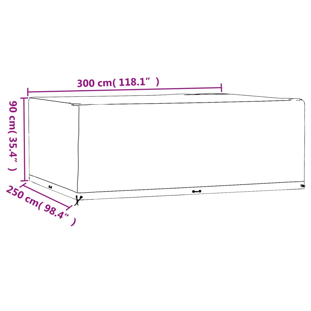 vidaXL Capa p/ mobiliário de jardim 16 ilhós 300x250x90 cm retangular