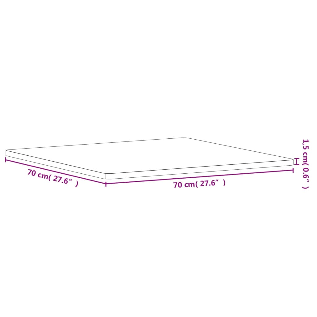 vidaXL Tampo de mesa quadrado 70x70x1,5 cm madeira de faia maciça