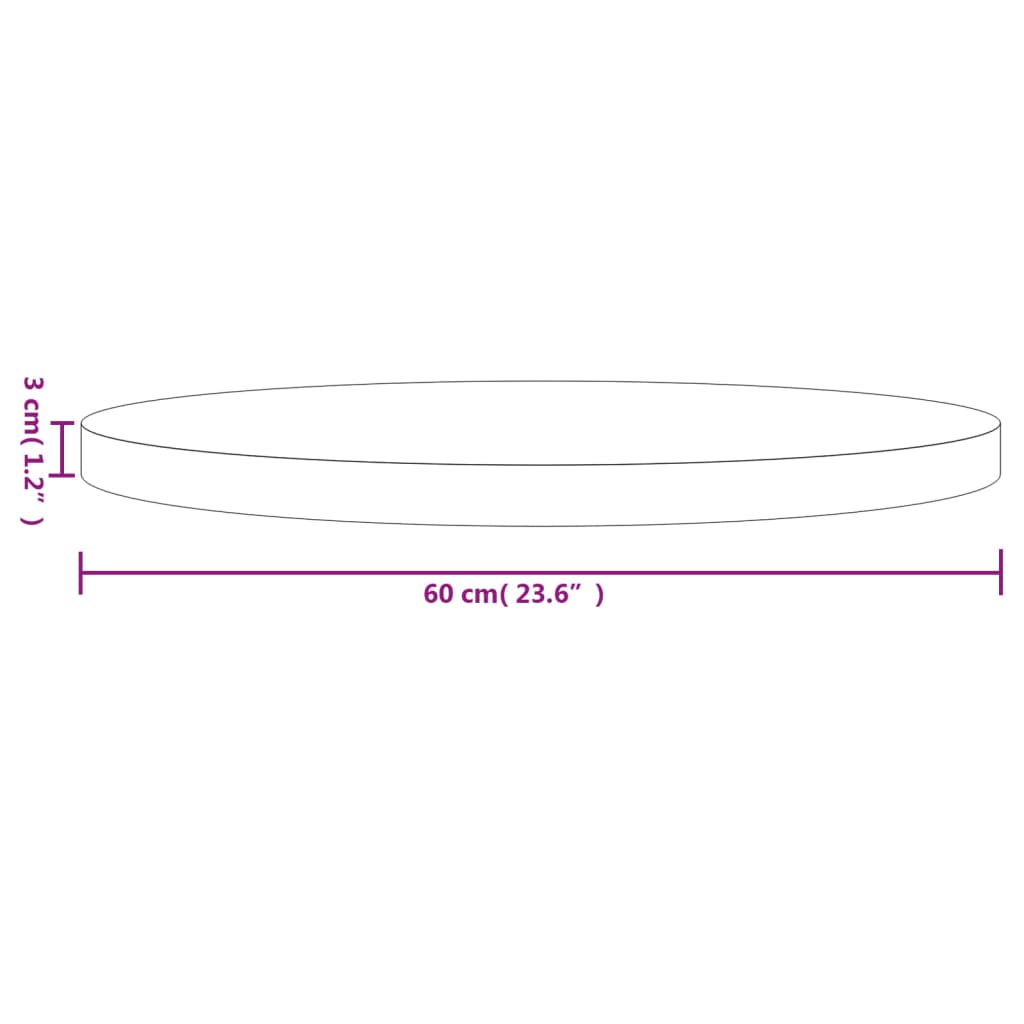 vidaXL Tampo de mesa redondo Ø60x3 cm madeira de pinho maciça branco