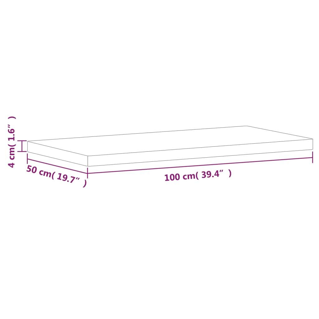 vidaXL Tampo de mesa retangular 100x50x4 cm madeira de faia maciça