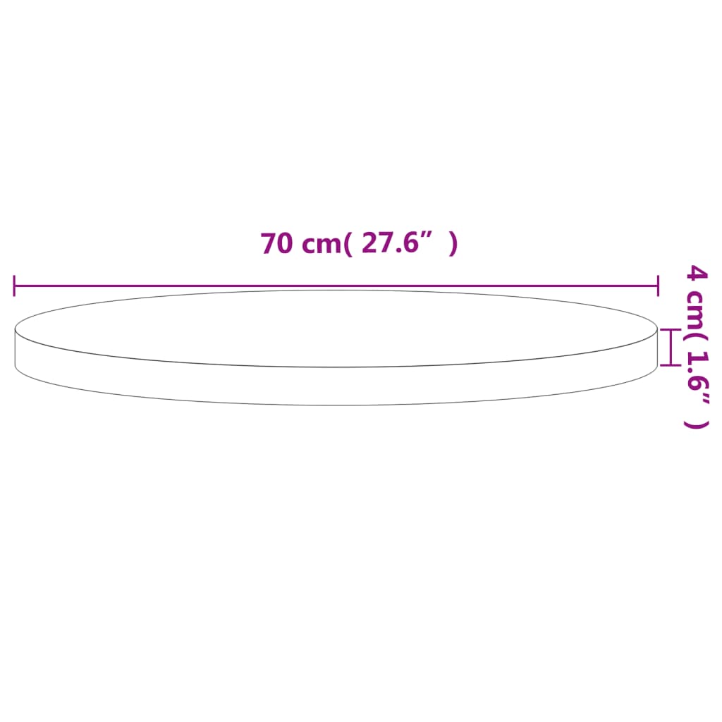 vidaXL Tampo de mesa redondo Ø70x4 cm madeira de faia maciça