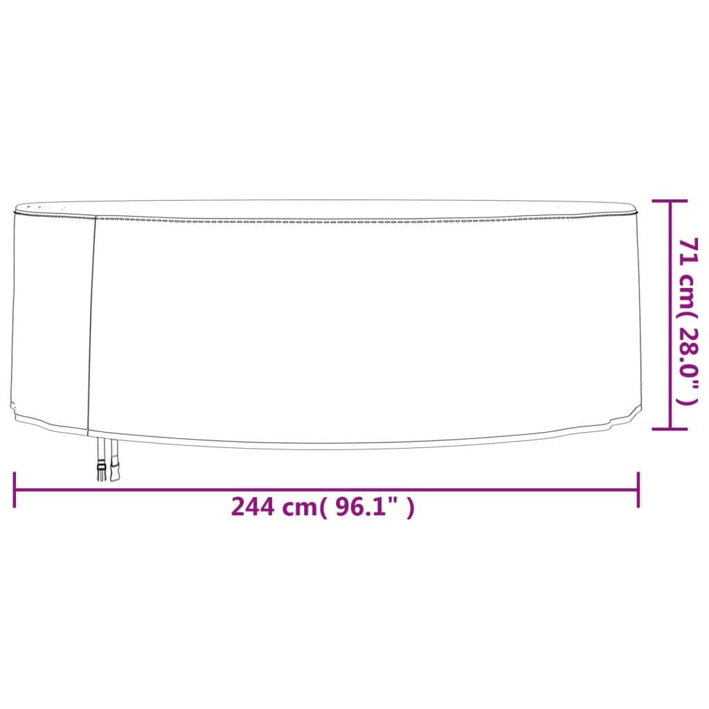 vidaXL Capas p/ mobília de jardim 2 pcs Ø 244x71 cm tecido oxford 420D