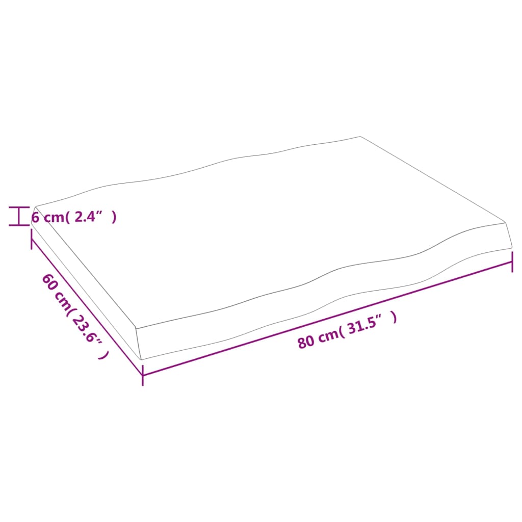 vidaXL Tampo de mesa com bordas vivas maciço tratado castanho-escuro