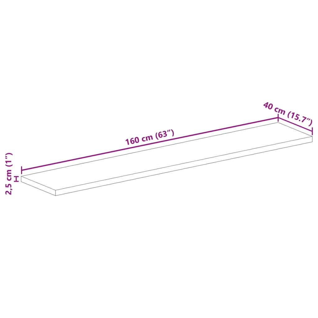 vidaXL Tampo de mesa retangular 160x40x2,5 cm madeira de acácia maciça