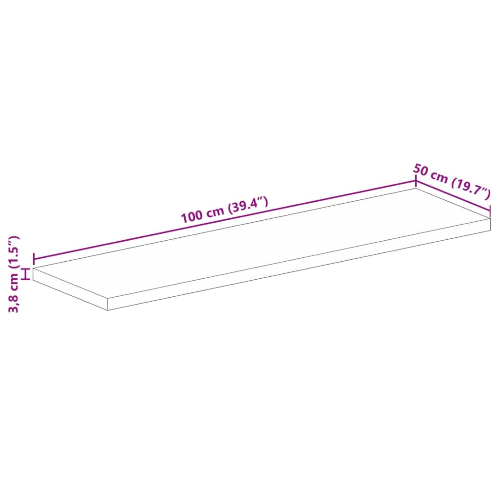 vidaXL Tampo de mesa retangular 100x50x3,8 cm madeira de acácia maciça