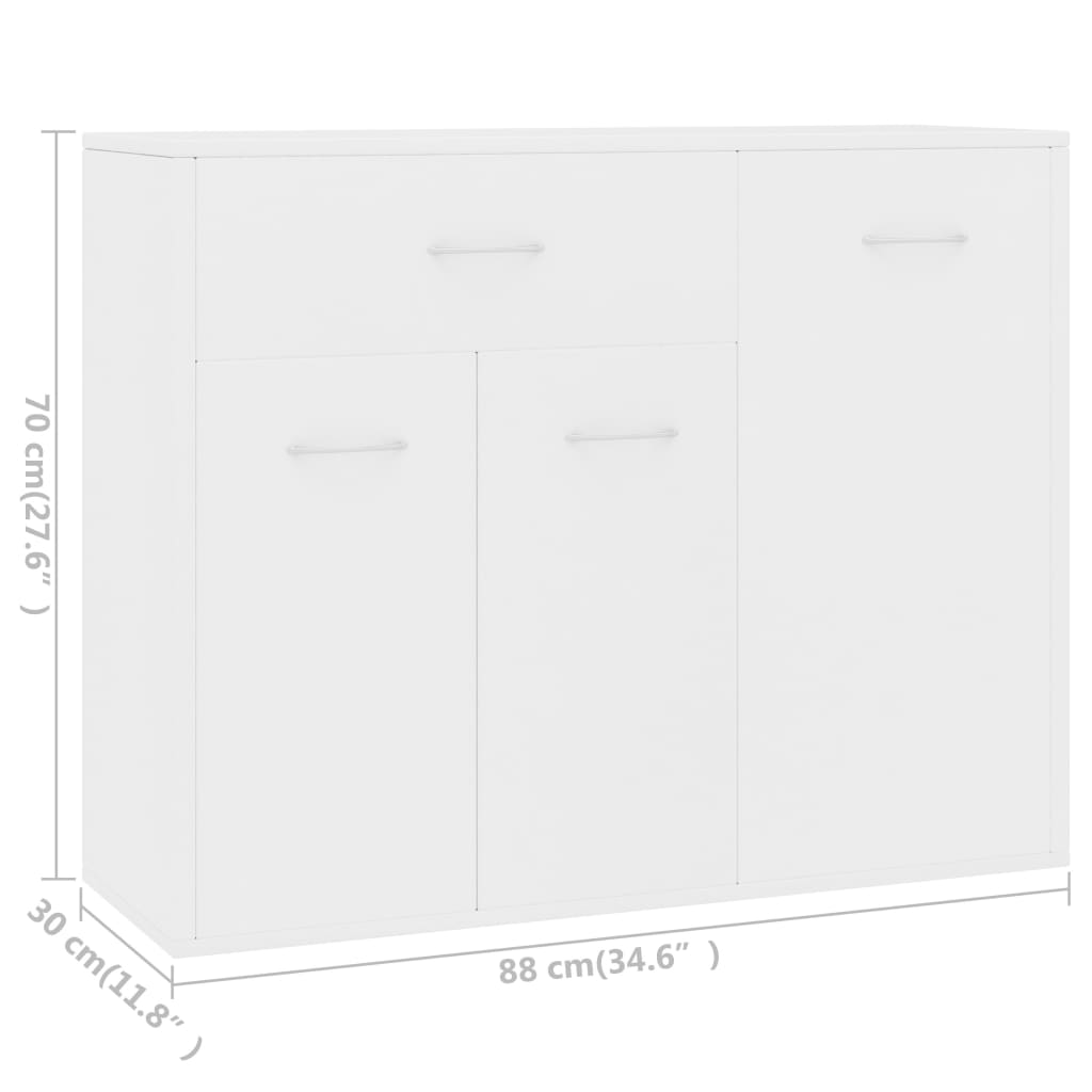 vidaXL Aparador 88x30x70 cm contraplacado branco