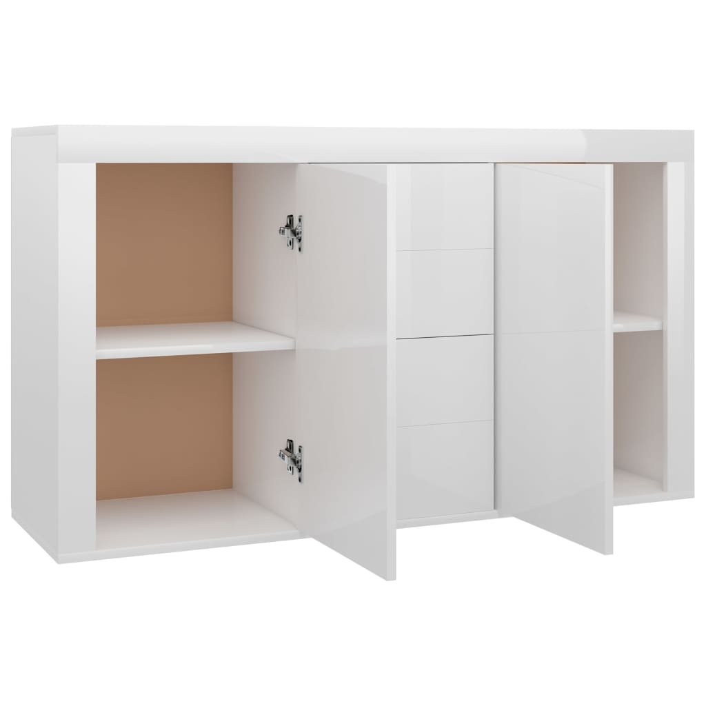 vidaXL Aparador em contraplacado 120x36x69 cm branco brilhante