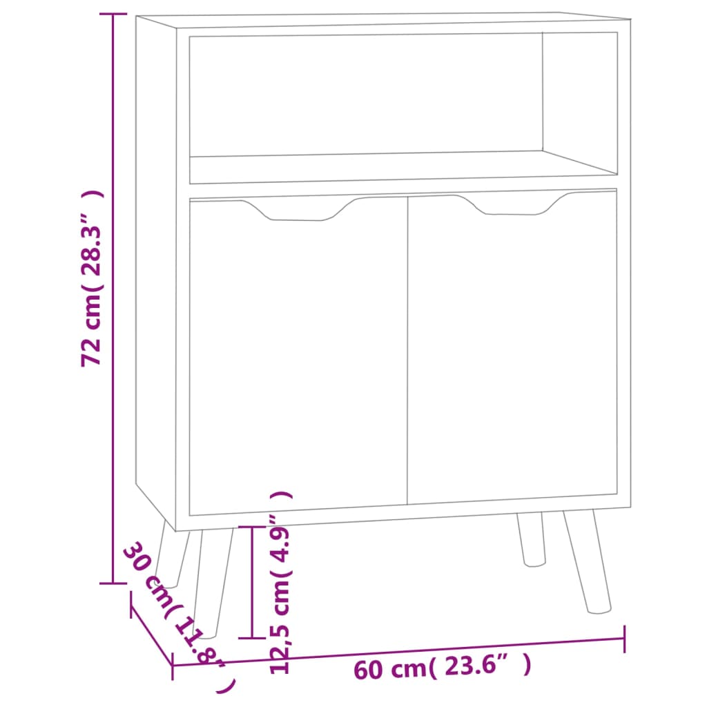 vidaXL Aparador 60x30x72cm derivados de madeira branco/carvalho sonoma