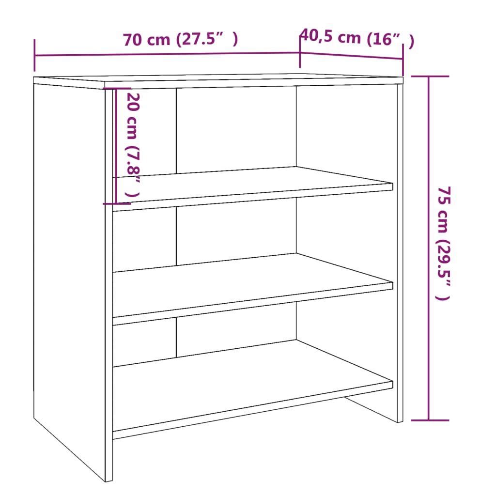 vidaXL Aparador 70x40,5x75 cm aglomerado cinzento cimento