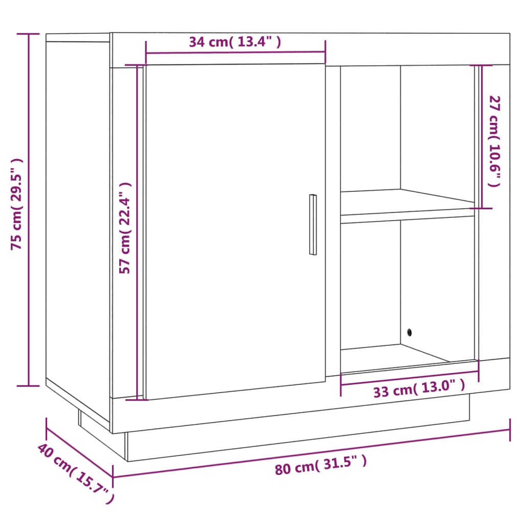 vidaXL Aparador 80x40x75 cm cinza cimento