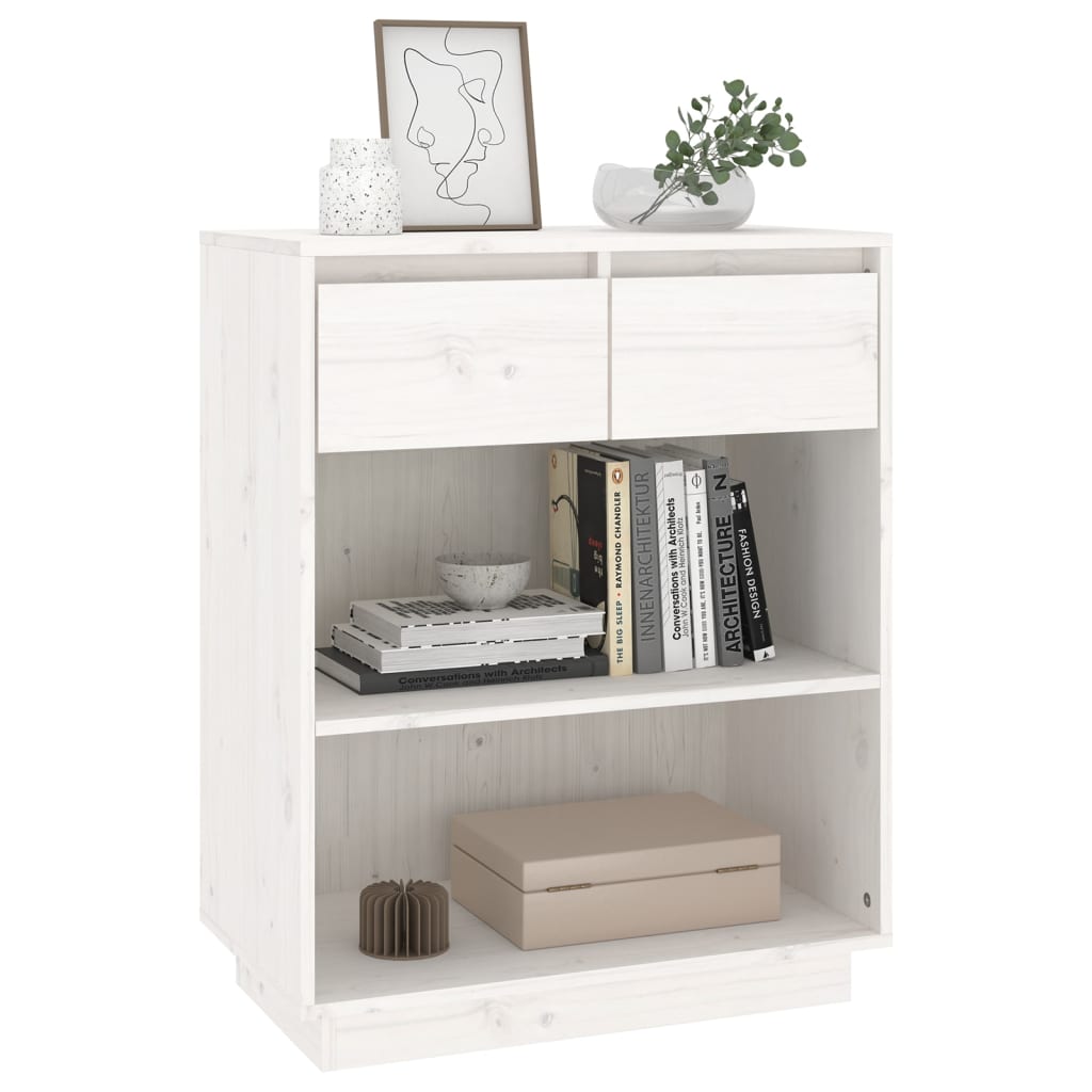 vidaXL Armário consola 60x34x75 cm pinho maciço branco