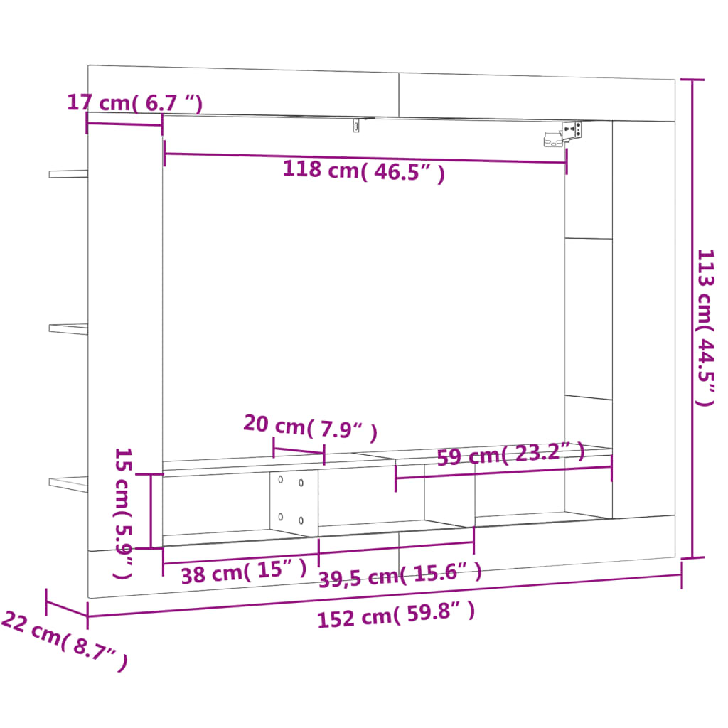 vidaXL Móvel de TV 152x22x113 cm derivados de madeira branco