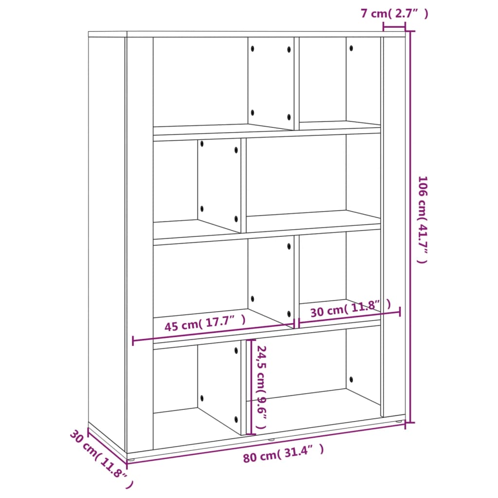 vidaXL Aparador 80x30x106 cm derivados de madeira cinzento cimento