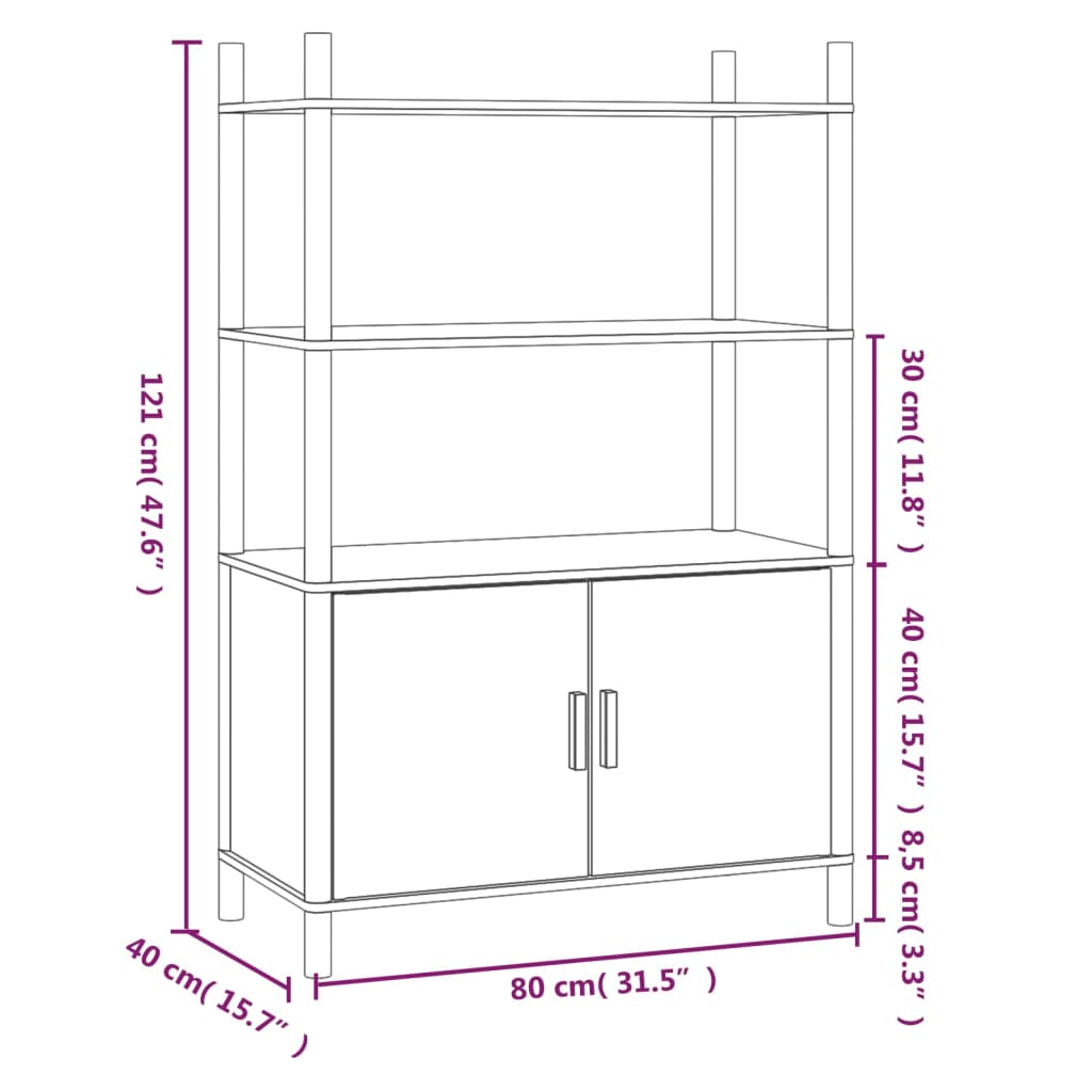 vidaXL Armário alto 80x40x121 cm derivados de madeira branco