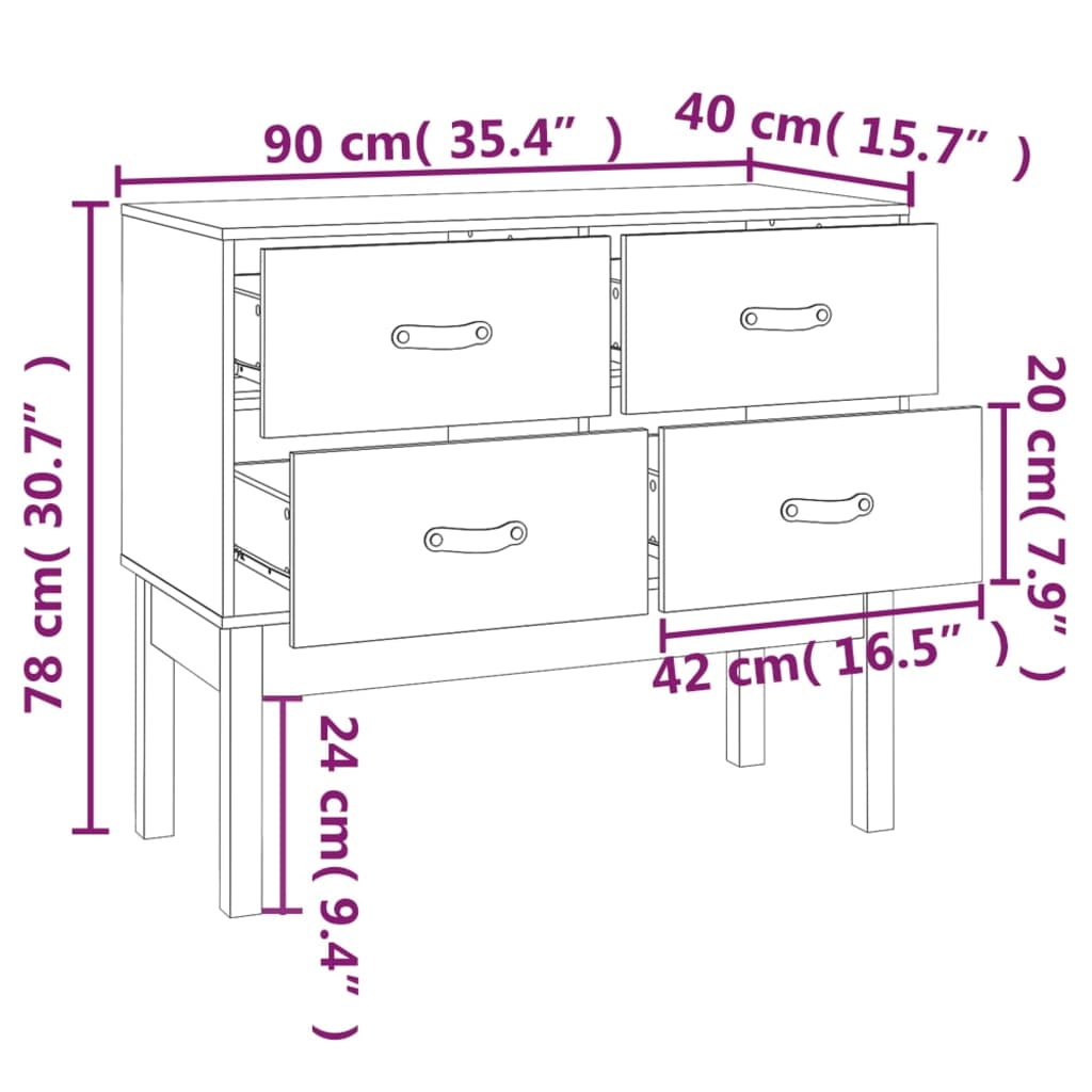 vidaXL Mesa consola 90x40x78 cm madeira de pinho maciça cinza