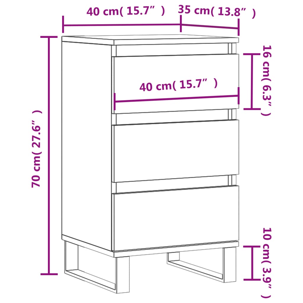 vidaXL Aparador 40x35x70 cm derivados de madeira branco brilhante