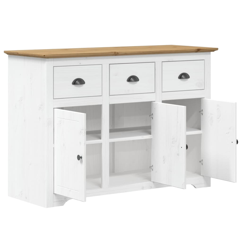 vidaXL Aparador BODO 115x43x79,5 cm pinho maciço branco e castanho