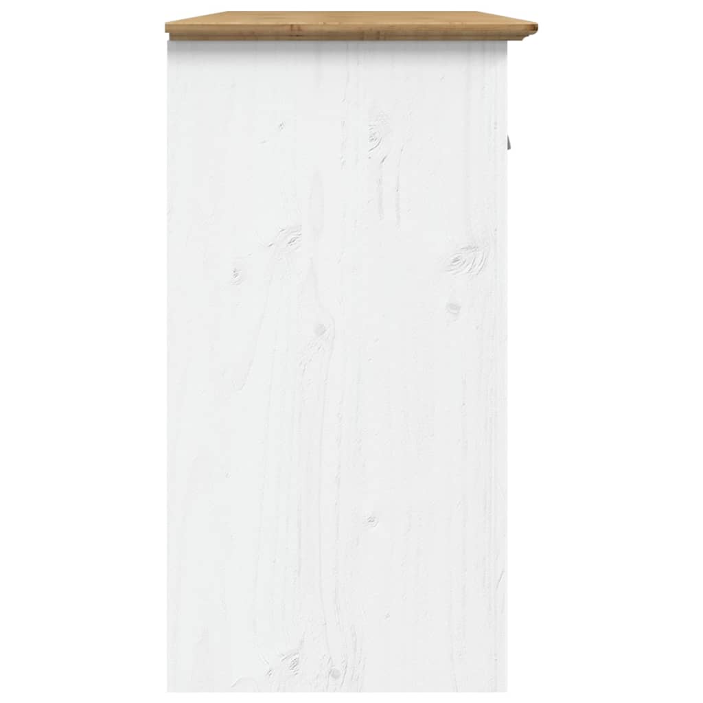 vidaXL Aparador BODO 115x43x79,5 cm pinho maciço branco e castanho