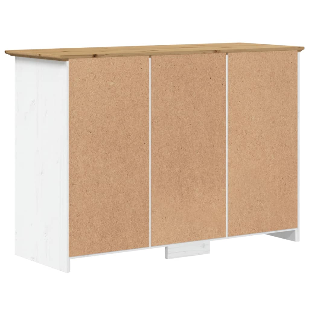 vidaXL Aparador BODO 115x43x79,5 cm pinho maciço branco e castanho