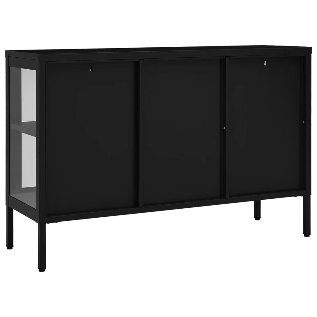 vidaXL Aparador 105x35x70 cm vidro e aço preto