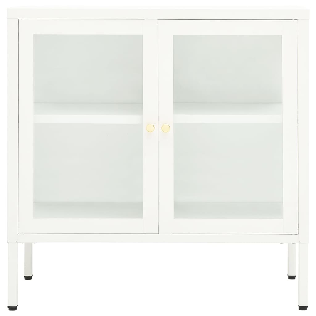 vidaXL Aparador 70x35x70 cm vidro e aço branco